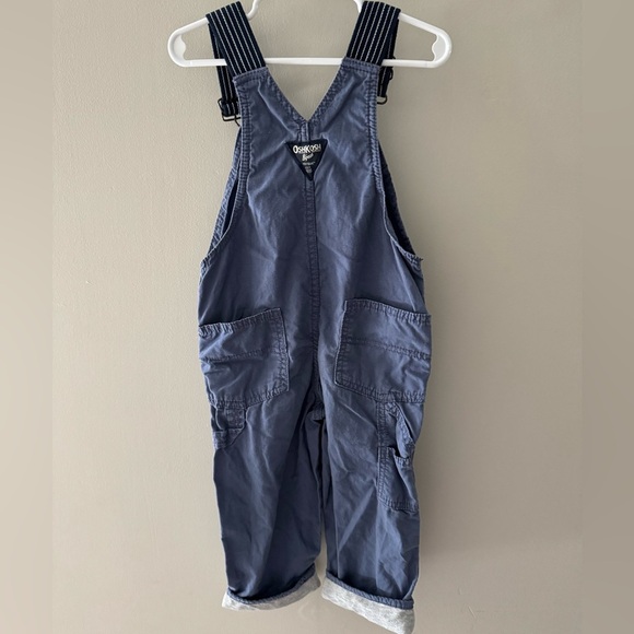 OshKosh B'gosh Navy Blue Kids Overalls with striped straps and grey leg cuffs 3T - Picture 4 of 4